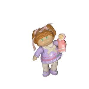 Vintage Cabbage Patch Kids GIRL Red Hair & Doll 3.75" PVC Figure 1984 Miniature
